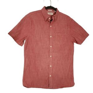Hawker Rye Mens Cranberry Red ShortSleeve Button Down Shirt Sz L Tall